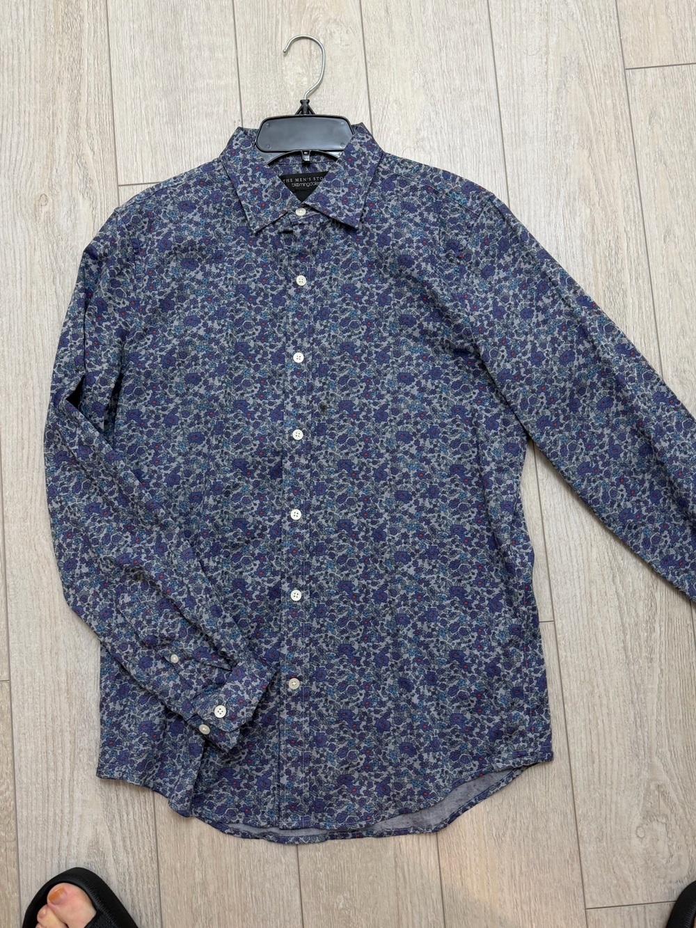 Men's Bloomingdale’s Navy Floral Button-Up Shirt - Small